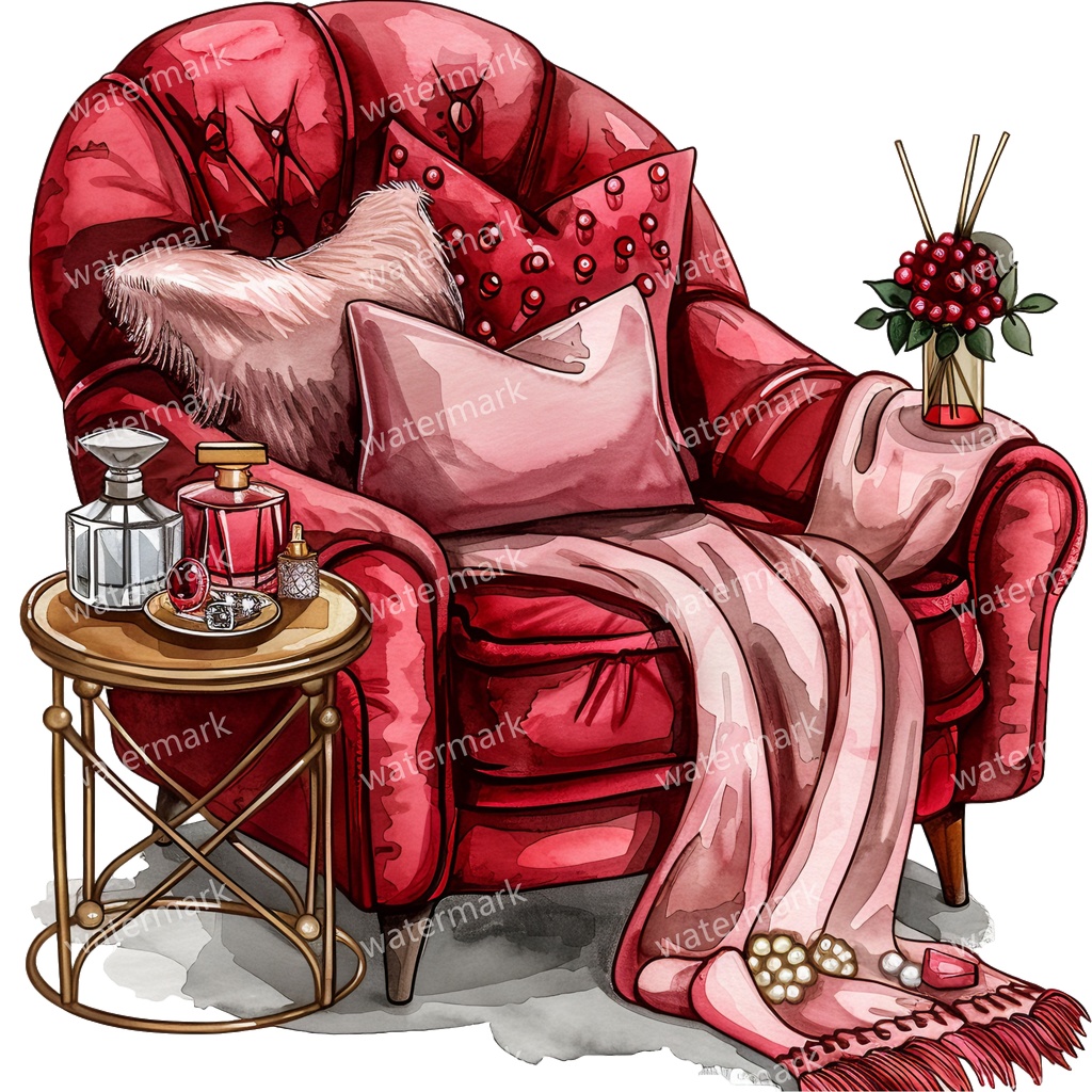 アームチェアのイラスト素材 20点セット|水彩風|高画質PNG|デジタル素材