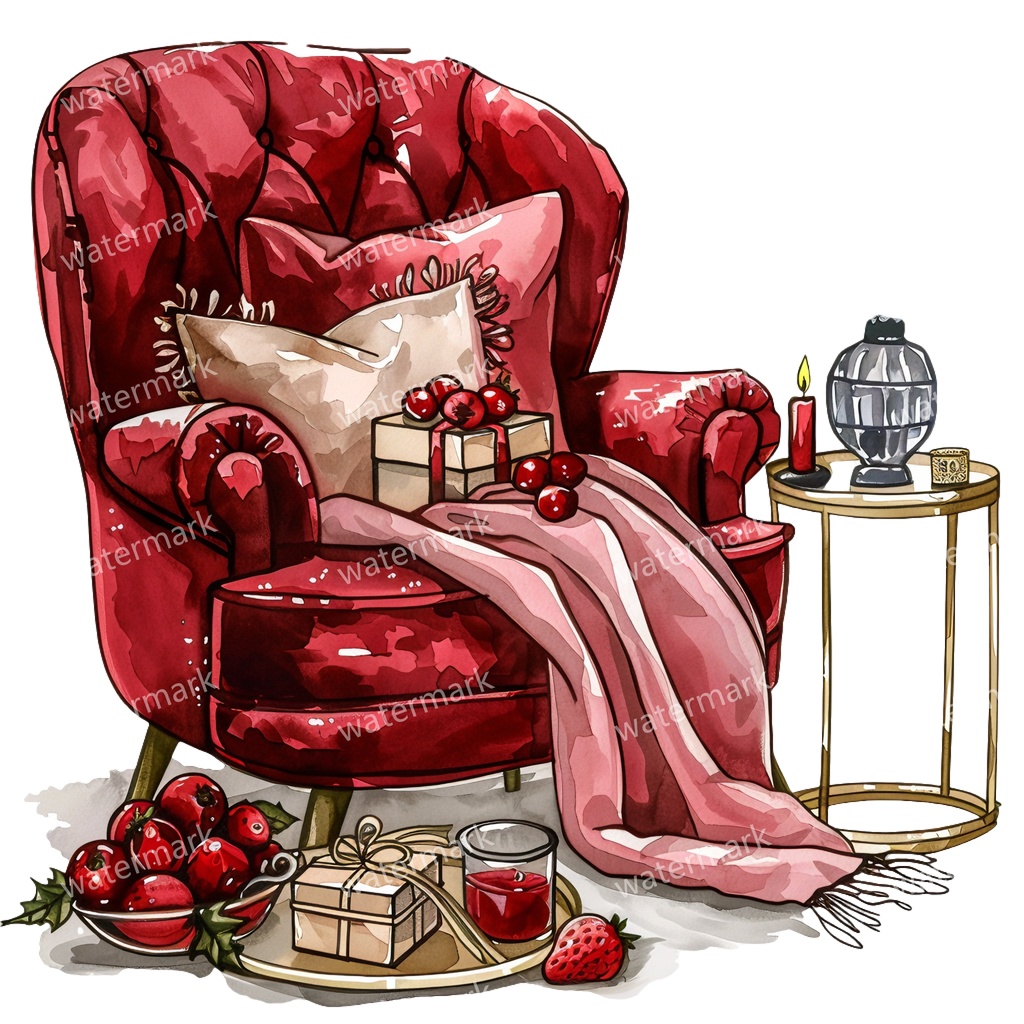 アームチェアのイラスト素材 20点セット|水彩風|高画質PNG|デジタル素材