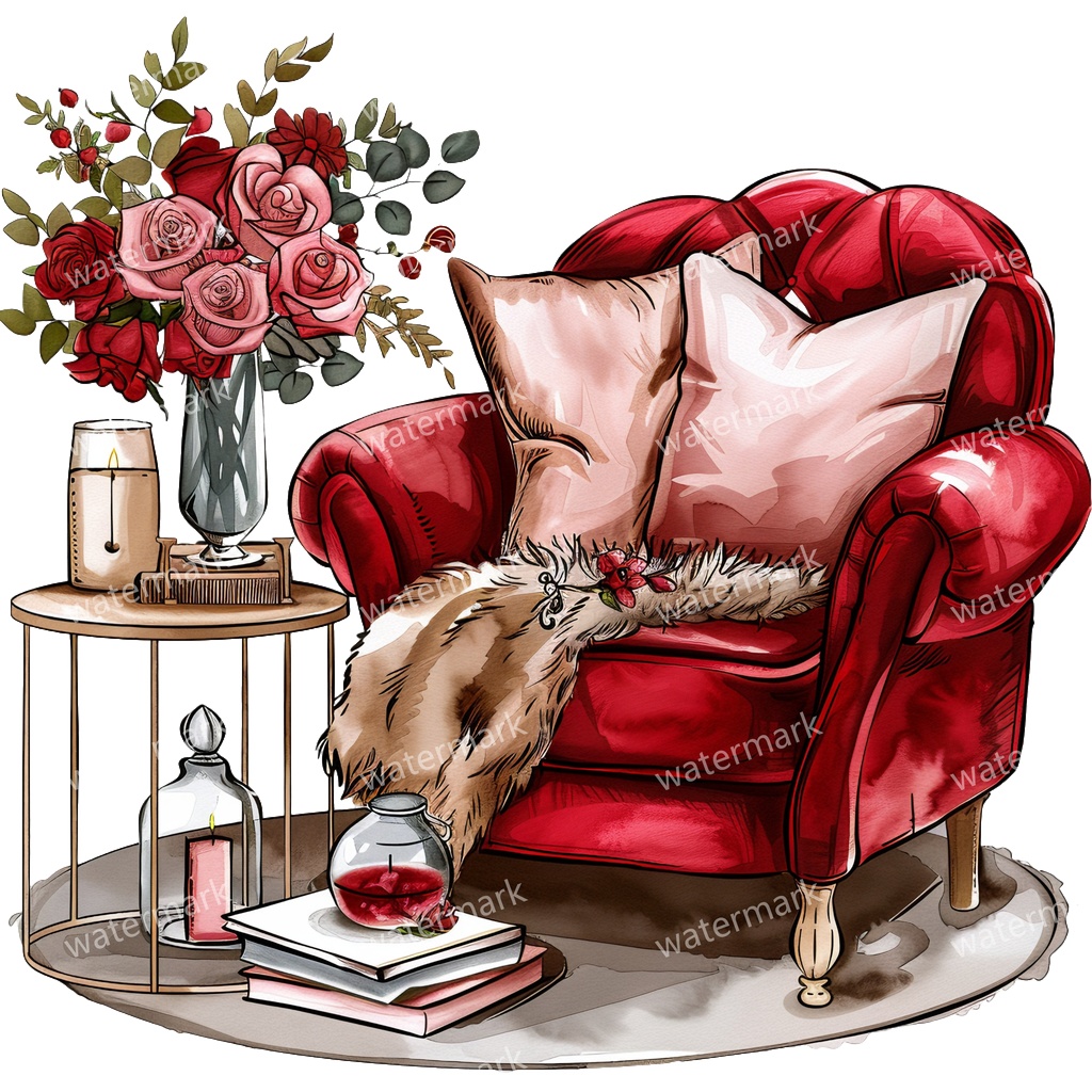 アームチェアのイラスト素材 20点セット|水彩風|高画質PNG|デジタル素材