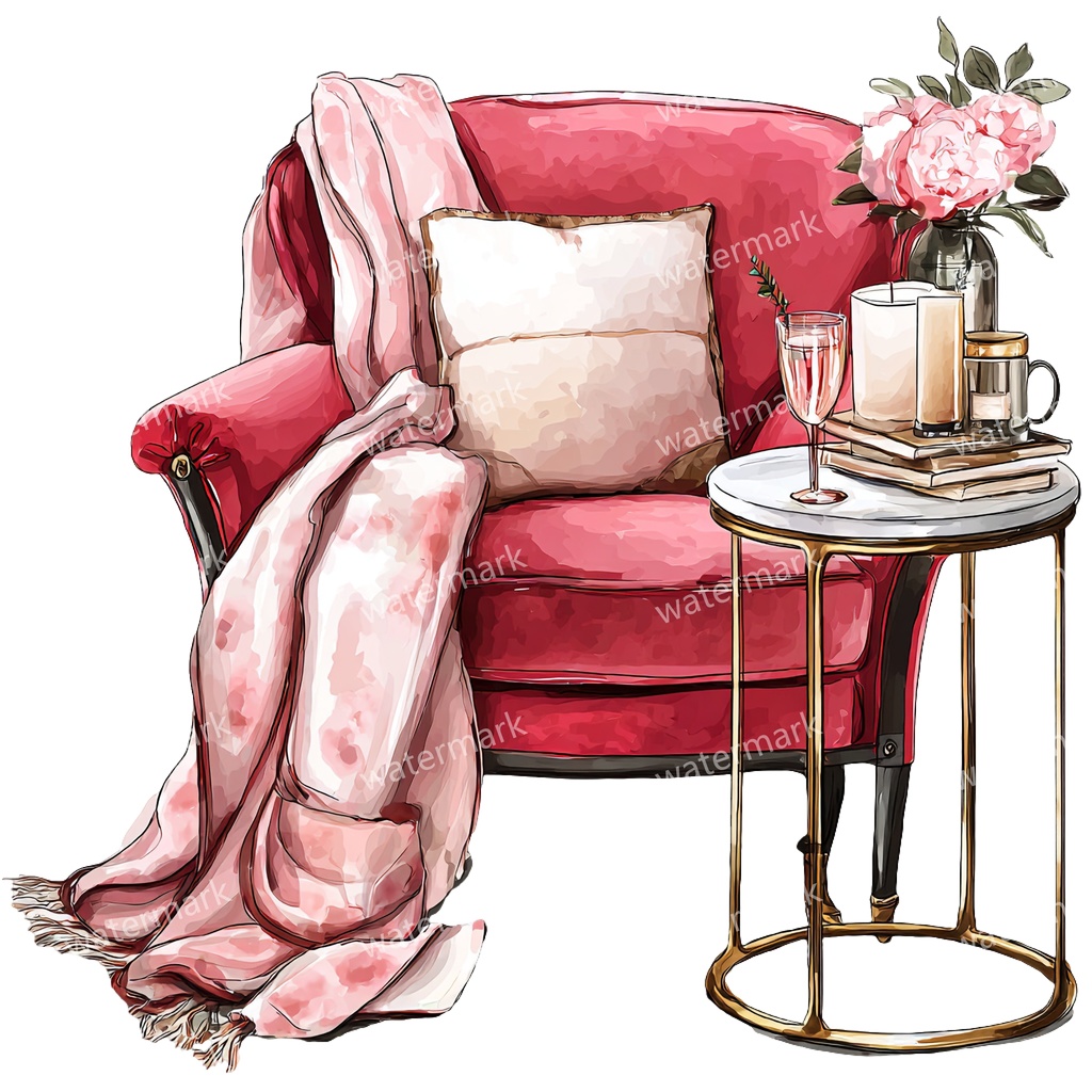 アームチェアのイラスト素材 20点セット|水彩風|高画質PNG|デジタル素材