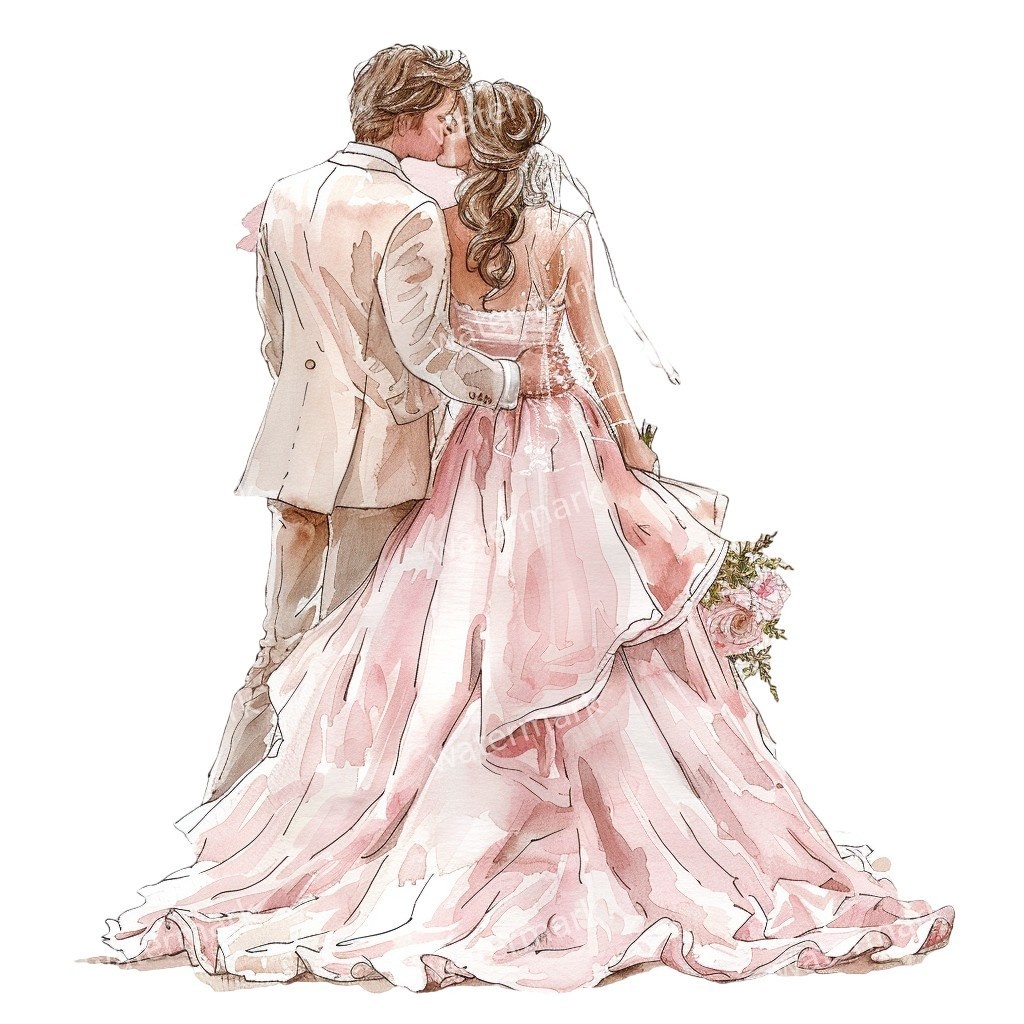 花嫁&花婿 ウェディングクリップアート15点セット|高解像度・透過PNG|結婚式ペーパーアイテム・コラージュ素材・即ダウンロード