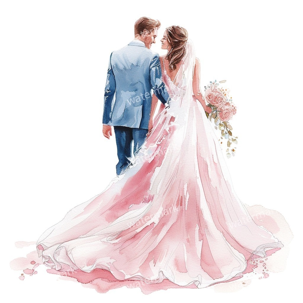花嫁&花婿 ウェディングクリップアート15点セット|高解像度・透過PNG|結婚式ペーパーアイテム・コラージュ素材・即ダウンロード