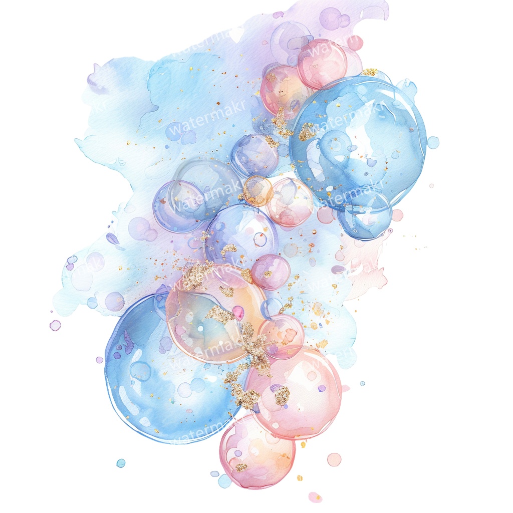 【商用利用可】水彩バブル(シャボン玉)クリップアート16点セット|高解像度・透過PNG|印刷OK・コラージュ・ジャンクジャーナル素材|即ダウンロード