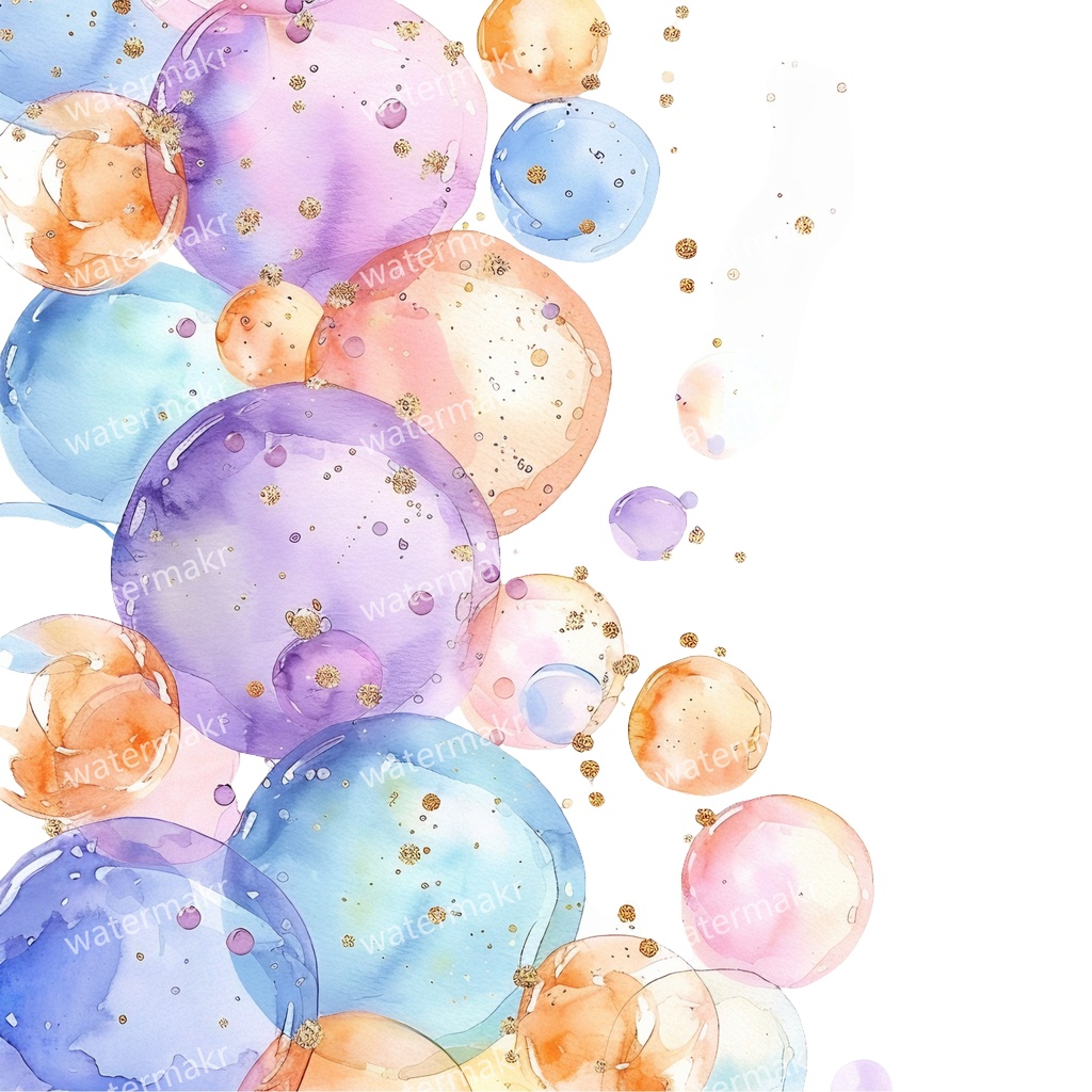 【商用利用可】水彩バブル(シャボン玉)クリップアート16点セット|高解像度・透過PNG|印刷OK・コラージュ・ジャンクジャーナル素材|即ダウンロード