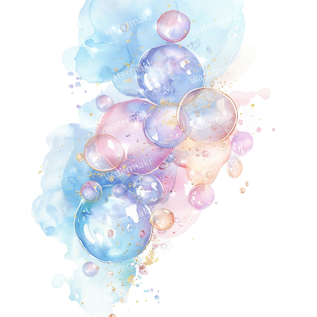 【商用利用可】水彩バブル(シャボン玉)クリップアート16点セット|高解像度・透過PNG|印刷OK・コラージュ・ジャンクジャーナル素材|即ダウンロード