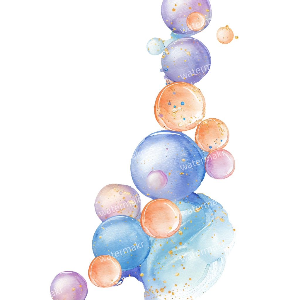 【商用利用可】水彩バブル(シャボン玉)クリップアート16点セット|高解像度・透過PNG|印刷OK・コラージュ・ジャンクジャーナル素材|即ダウンロード