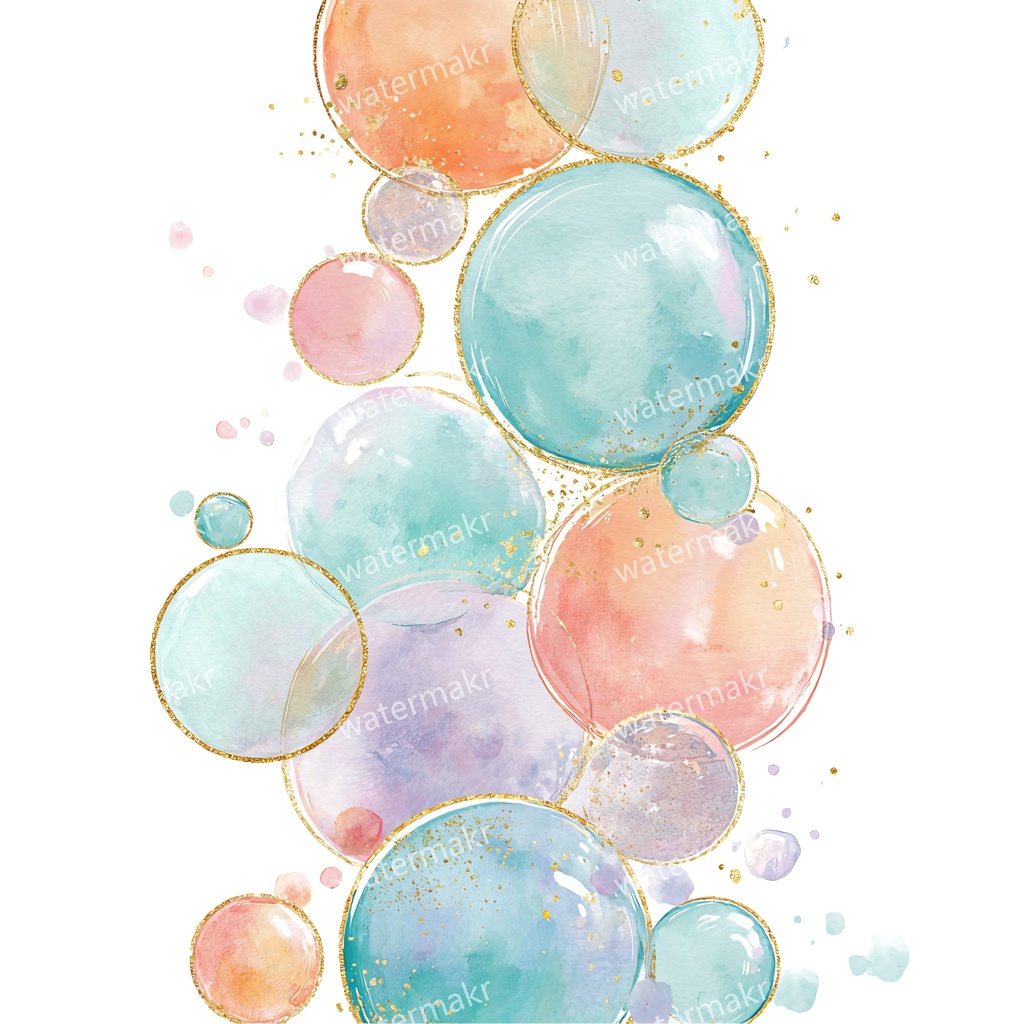 【商用利用可】水彩バブル(シャボン玉)クリップアート16点セット|高解像度・透過PNG|印刷OK・コラージュ・ジャンクジャーナル素材|即ダウンロード