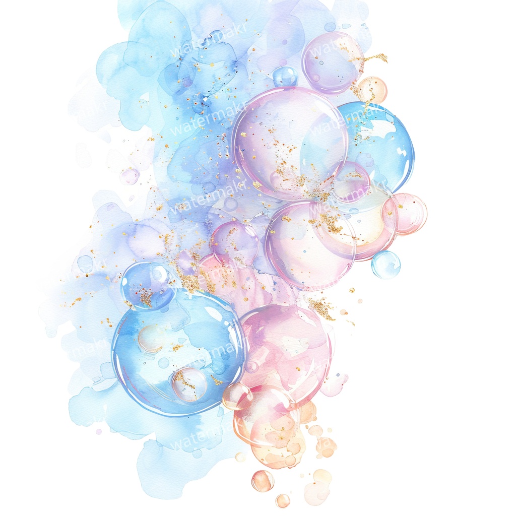 【商用利用可】水彩バブル(シャボン玉)クリップアート16点セット|高解像度・透過PNG|印刷OK・コラージュ・ジャンクジャーナル素材|即ダウンロード
