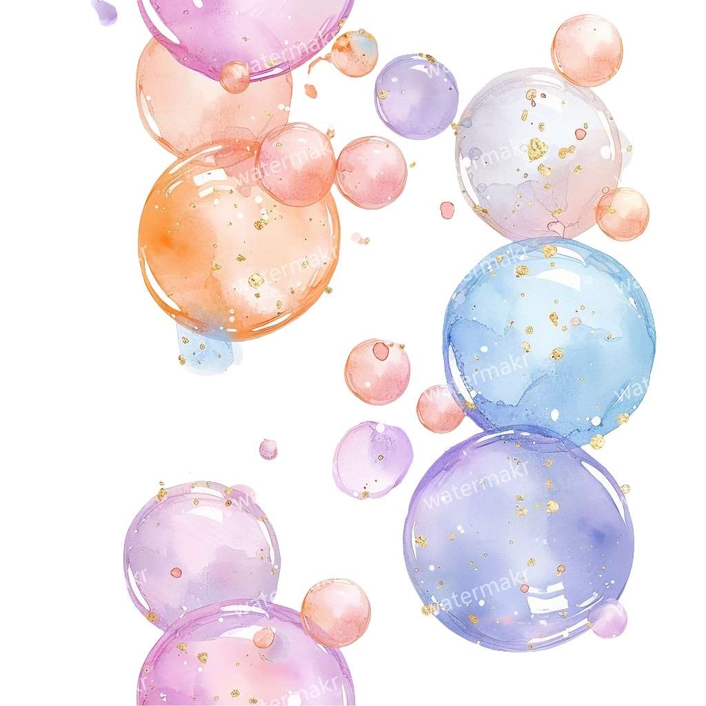 【商用利用可】水彩バブル(シャボン玉)クリップアート16点セット|高解像度・透過PNG|印刷OK・コラージュ・ジャンクジャーナル素材|即ダウンロード