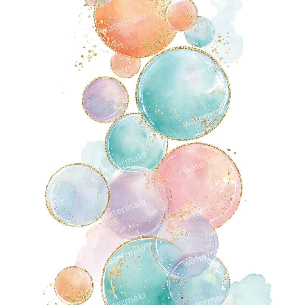 【商用利用可】水彩バブル(シャボン玉)クリップアート16点セット|高解像度・透過PNG|印刷OK・コラージュ・ジャンクジャーナル素材|即ダウンロード