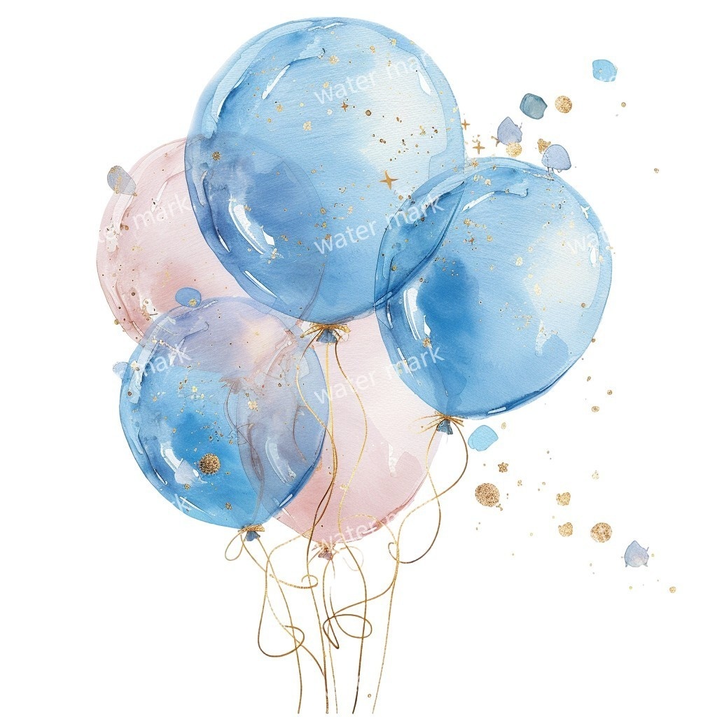 【商用利用可】水彩バルーンクリップアート16点セット|高解像度・透過PNG|印刷OK・コラージュ・ジャンクジャーナル素材|即ダウンロード