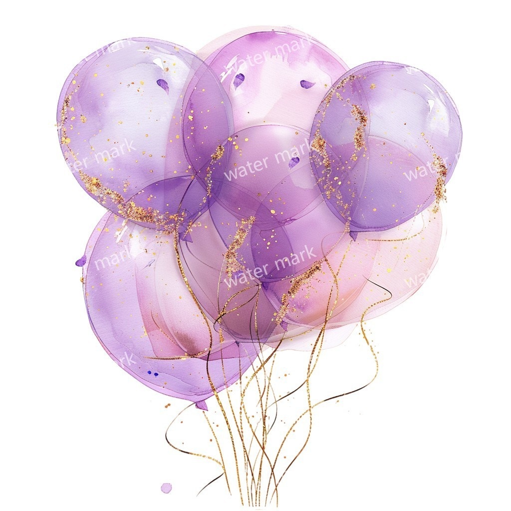 【商用利用可】水彩バルーンクリップアート16点セット|高解像度・透過PNG|印刷OK・コラージュ・ジャンクジャーナル素材|即ダウンロード