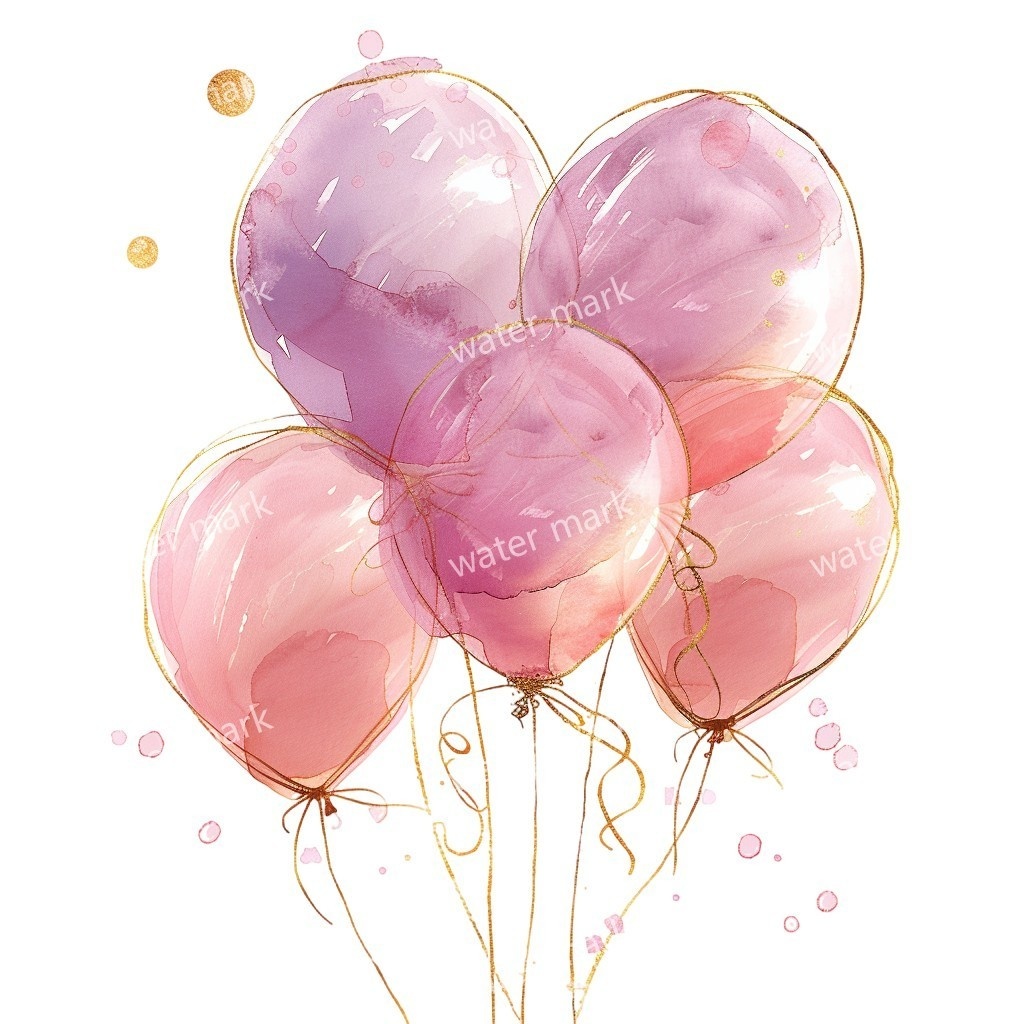 【商用利用可】水彩バルーンクリップアート16点セット|高解像度・透過PNG|印刷OK・コラージュ・ジャンクジャーナル素材|即ダウンロード