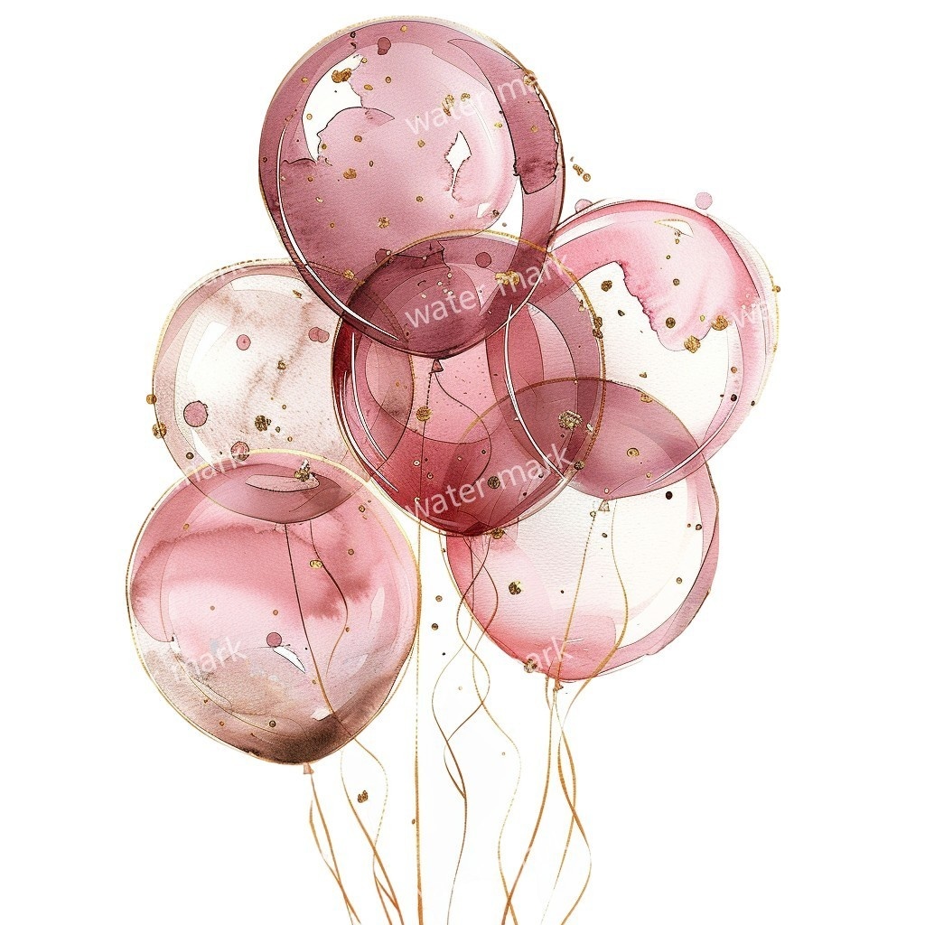 【商用利用可】水彩バルーンクリップアート16点セット｜高解像度・透過PNG｜印刷OK・コラージュ・ジャンクジャーナル素材｜即ダウンロード