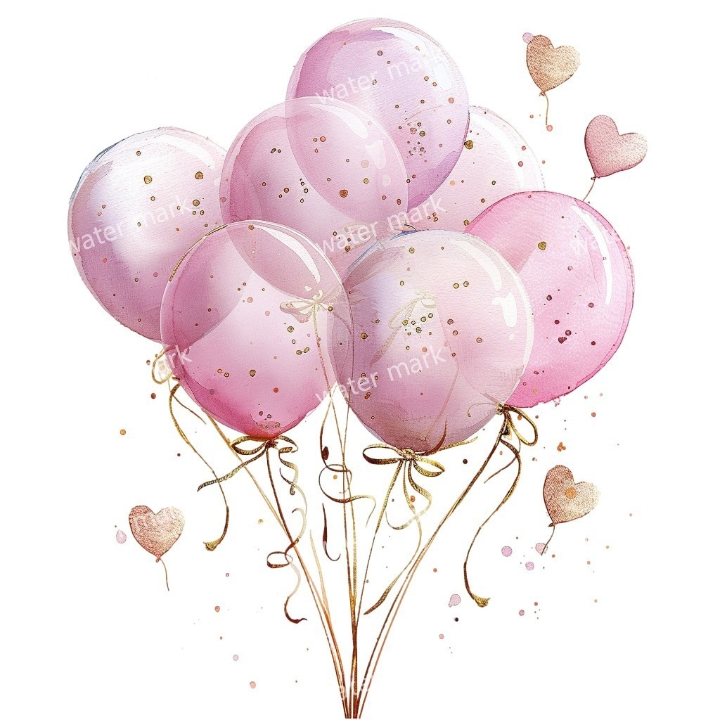 【商用利用可】水彩バルーンクリップアート16点セット|高解像度・透過PNG|印刷OK・コラージュ・ジャンクジャーナル素材|即ダウンロード