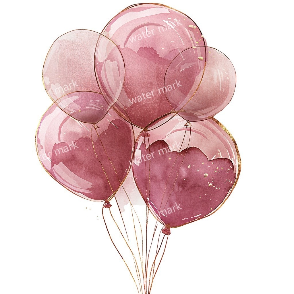 【商用利用可】水彩バルーンクリップアート16点セット|高解像度・透過PNG|印刷OK・コラージュ・ジャンクジャーナル素材|即ダウンロード