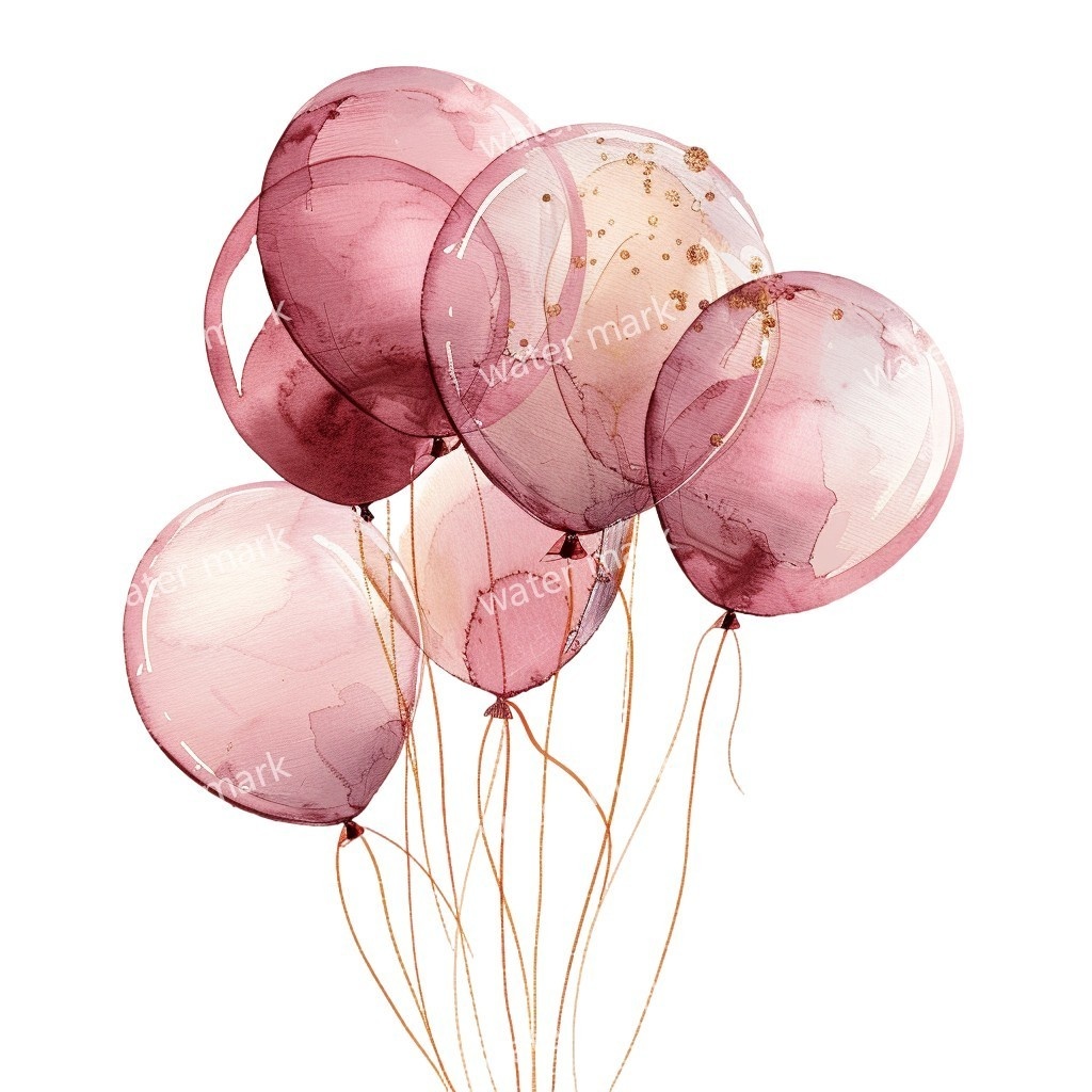 【商用利用可】水彩バルーンクリップアート16点セット|高解像度・透過PNG|印刷OK・コラージュ・ジャンクジャーナル素材|即ダウンロード