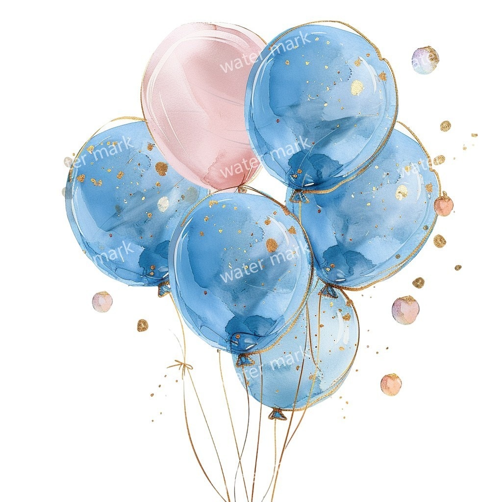 【商用利用可】水彩バルーンクリップアート16点セット|高解像度・透過PNG|印刷OK・コラージュ・ジャンクジャーナル素材|即ダウンロード