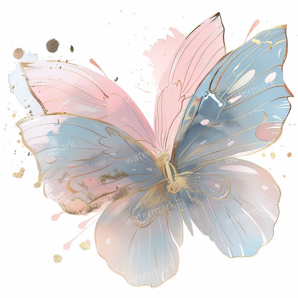 【商用利用可】水彩バタフライ(蝶)クリップアート19点セット|高解像度・透過PNG|印刷OK・コラージュ・ジャンクジャーナル素材|即ダウンロード