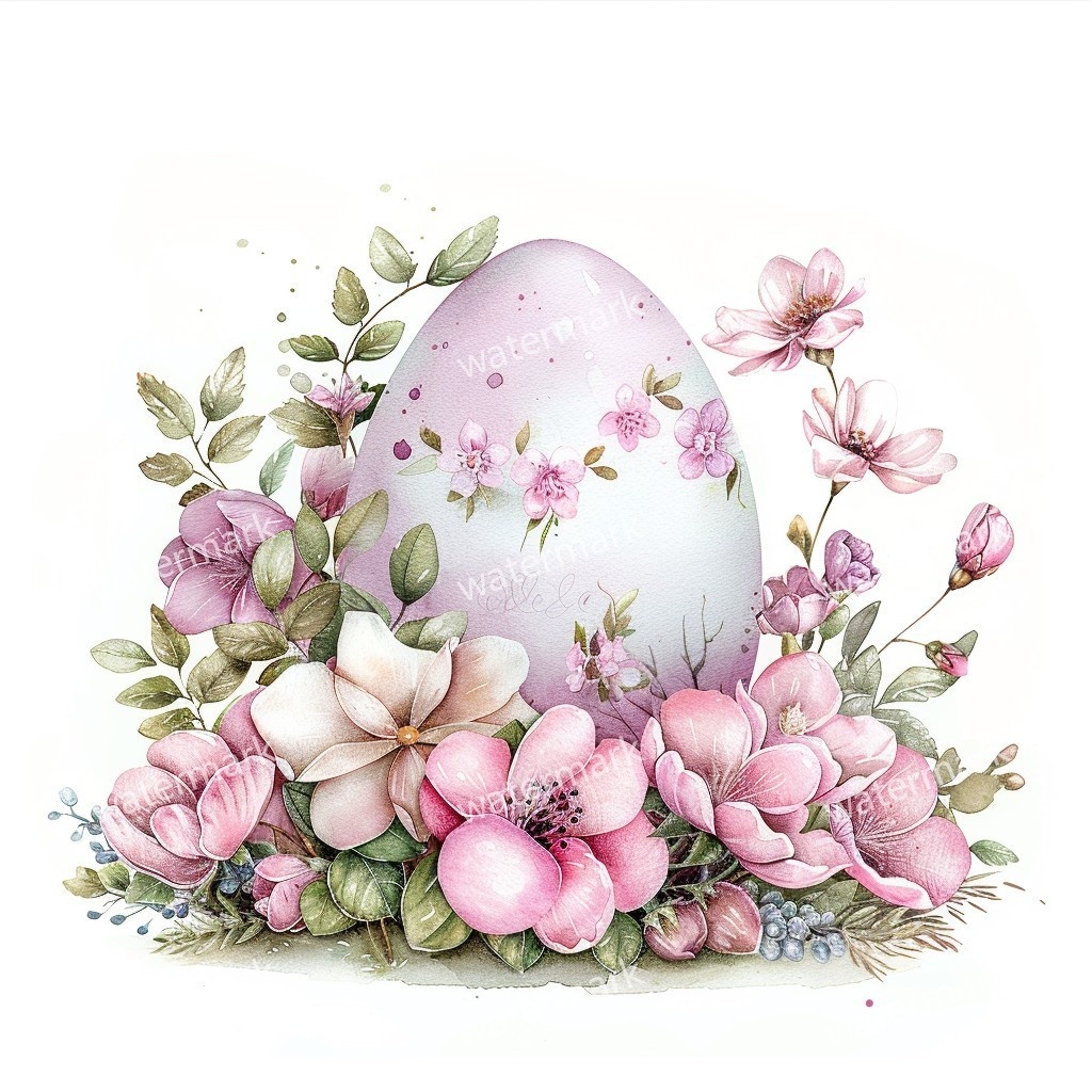 【商用利用可】イースターエッグ水彩クリップアート16点セット|高解像度・透過PNG|印刷OK・コラージュ・ジャンクジャーナル素材|即ダウンロード