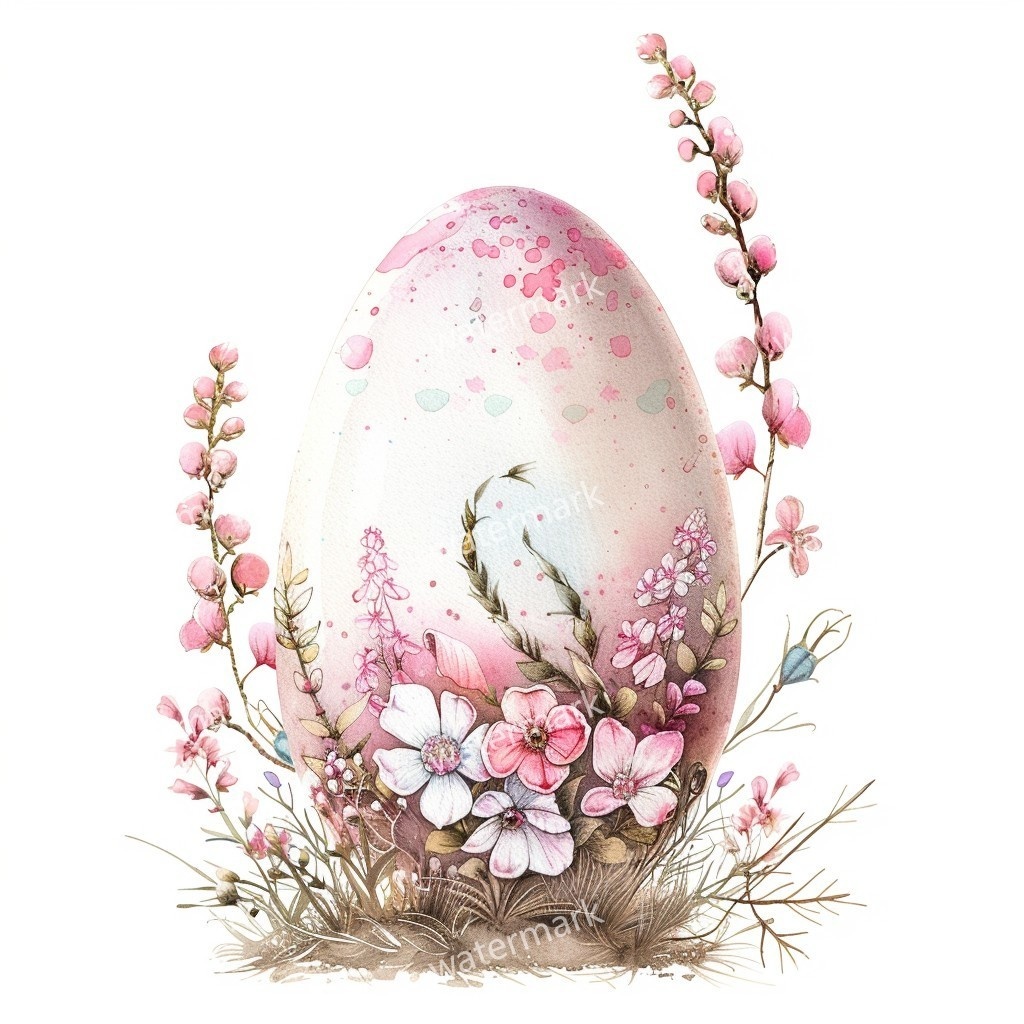 【商用利用可】イースターエッグ水彩クリップアート16点セット|高解像度・透過PNG|印刷OK・コラージュ・ジャンクジャーナル素材|即ダウンロード