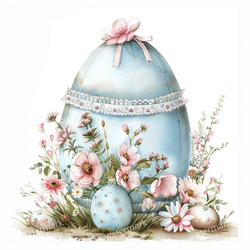 【商用利用可】イースターエッグ水彩クリップアート16点セット|高解像度・透過PNG|印刷OK・コラージュ・ジャンクジャーナル素材|即ダウンロード