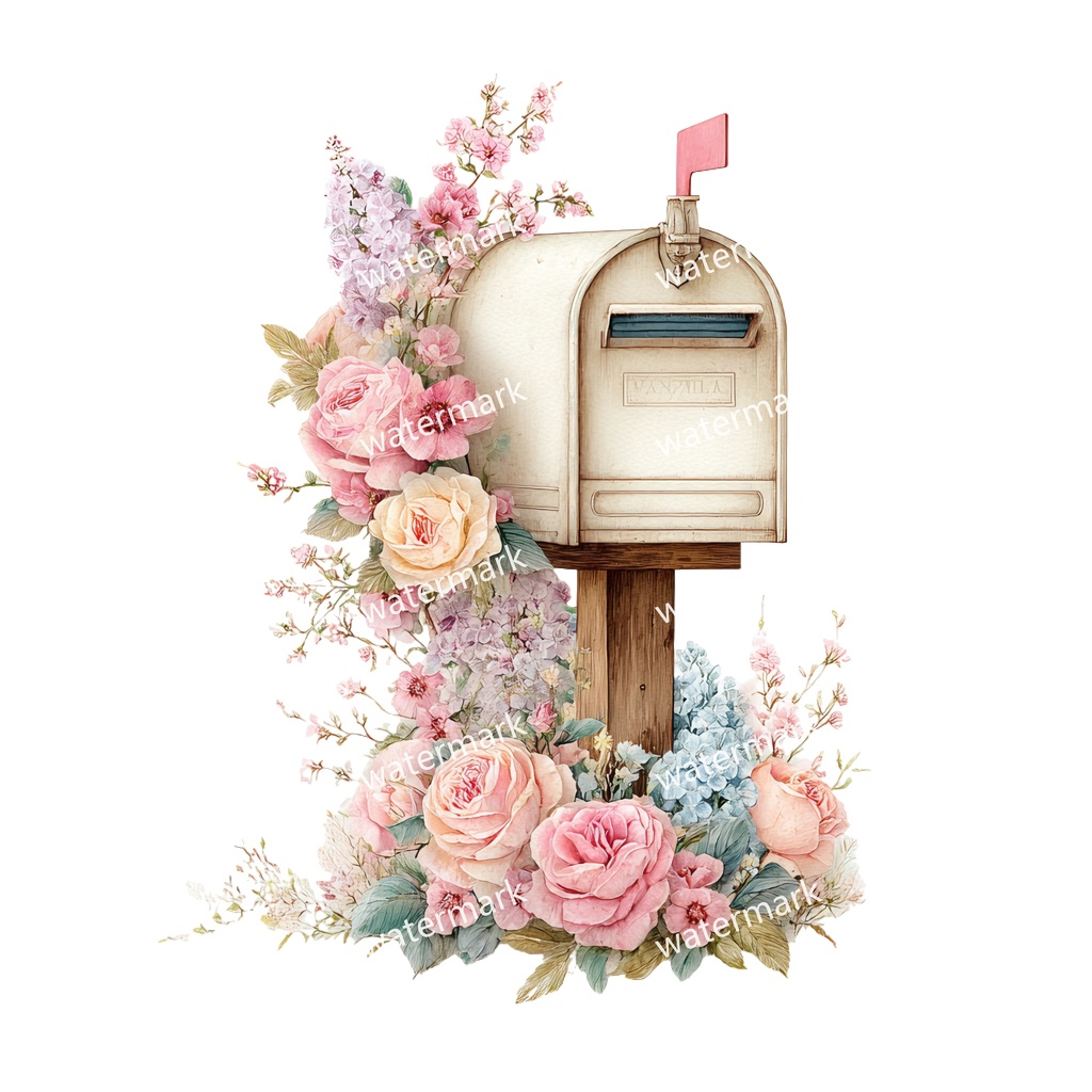 【商用利用可】ポスト(郵便受け)水彩クリップアート19点セット|高解像度・透過PNG|印刷OK・コラージュ・ジャンクジャーナル素材|即ダウンロード