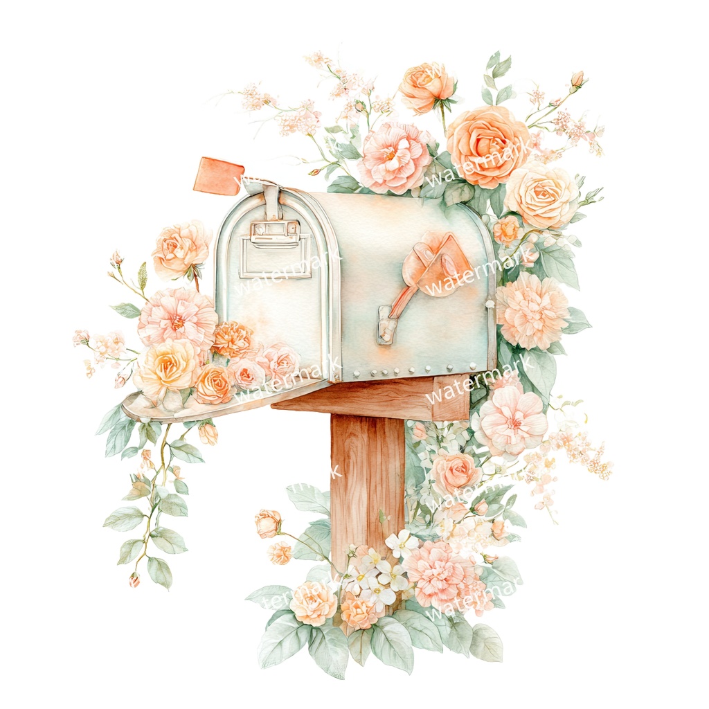 【商用利用可】ポスト(郵便受け)水彩クリップアート19点セット|高解像度・透過PNG|印刷OK・コラージュ・ジャンクジャーナル素材|即ダウンロード