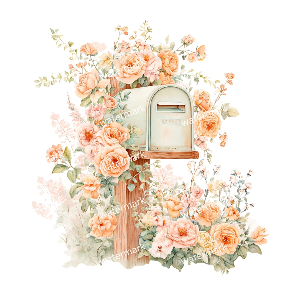 【商用利用可】ポスト(郵便受け)水彩クリップアート19点セット|高解像度・透過PNG|印刷OK・コラージュ・ジャンクジャーナル素材|即ダウンロード