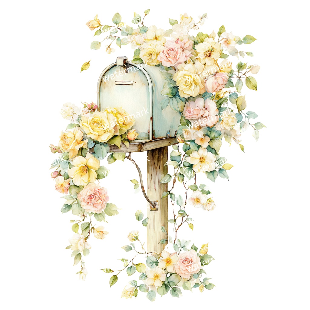 【商用利用可】ポスト(郵便受け)水彩クリップアート19点セット|高解像度・透過PNG|印刷OK・コラージュ・ジャンクジャーナル素材|即ダウンロード