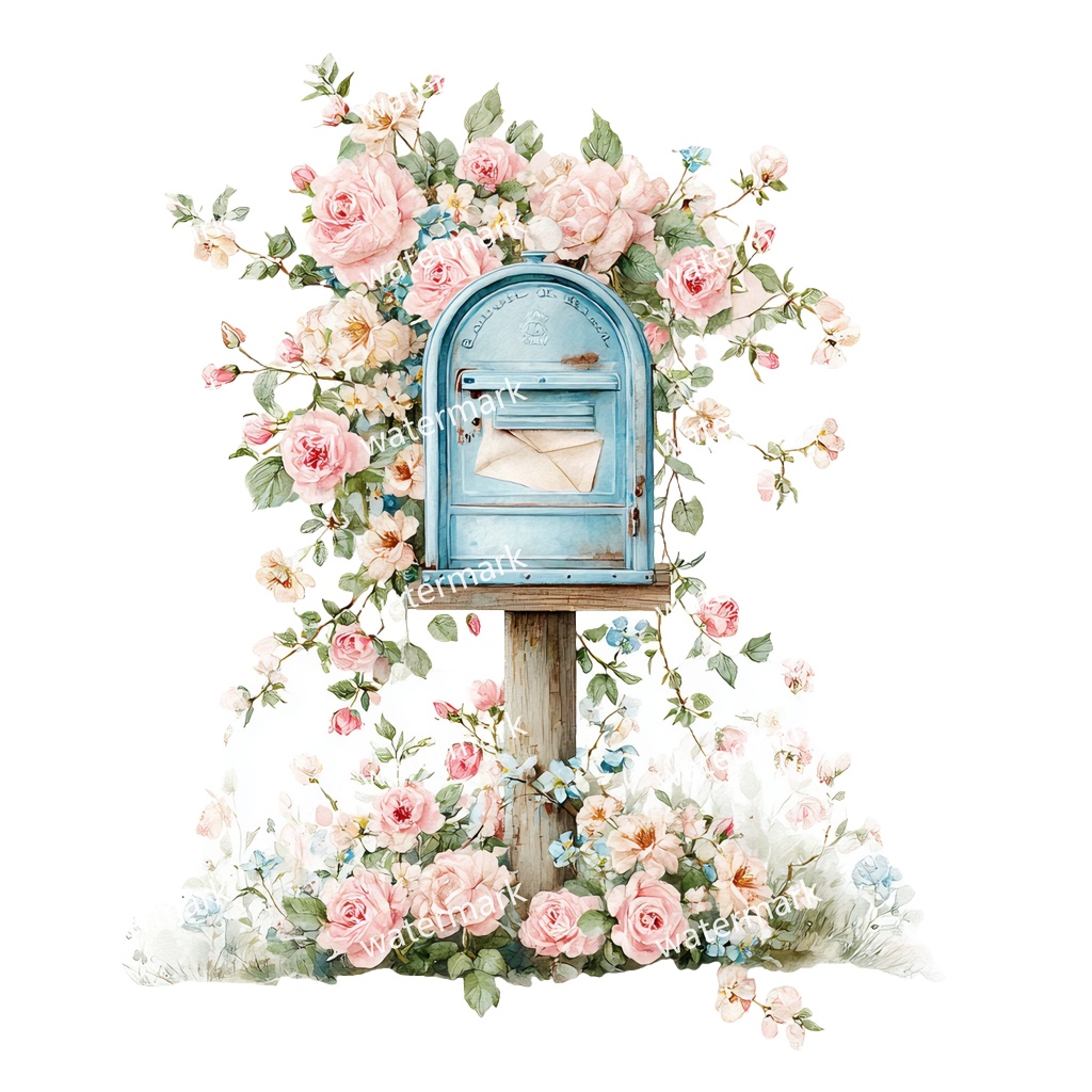 【商用利用可】ポスト(郵便受け)水彩クリップアート19点セット|高解像度・透過PNG|印刷OK・コラージュ・ジャンクジャーナル素材|即ダウンロード