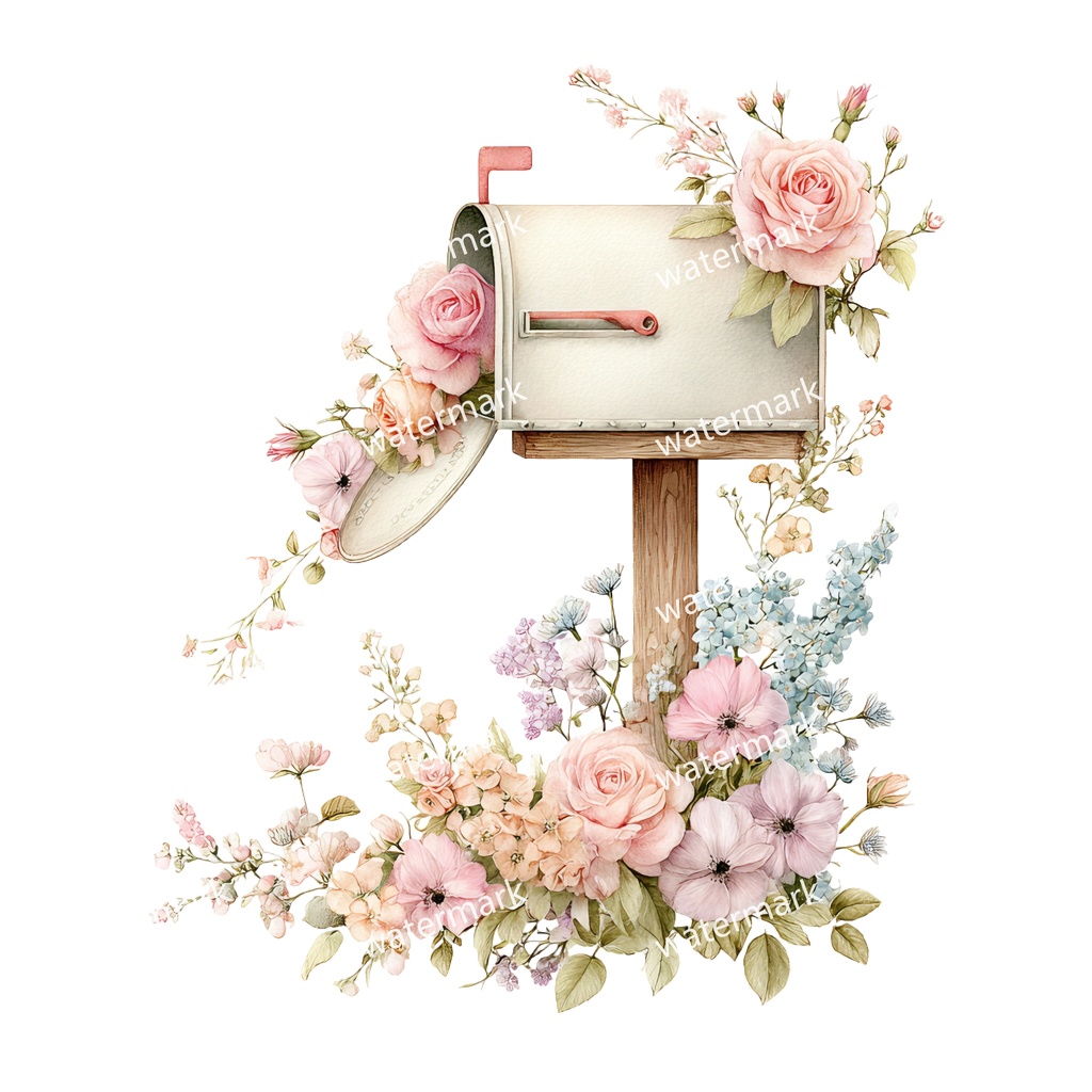 【商用利用可】ポスト(郵便受け)水彩クリップアート19点セット|高解像度・透過PNG|印刷OK・コラージュ・ジャンクジャーナル素材|即ダウンロード