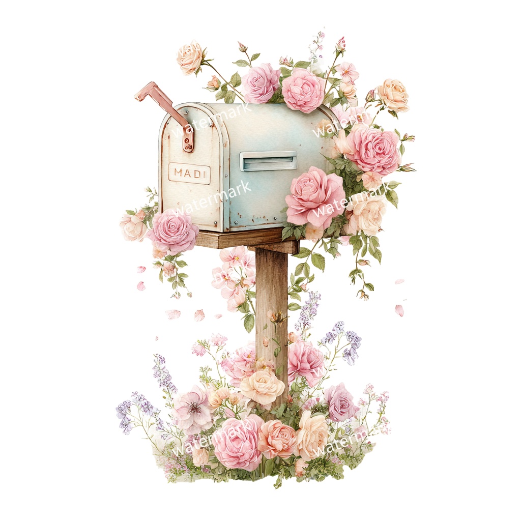 【商用利用可】ポスト(郵便受け)水彩クリップアート19点セット|高解像度・透過PNG|印刷OK・コラージュ・ジャンクジャーナル素材|即ダウンロード