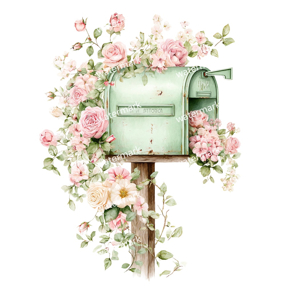 【商用利用可】ポスト(郵便受け)水彩クリップアート19点セット|高解像度・透過PNG|印刷OK・コラージュ・ジャンクジャーナル素材|即ダウンロード