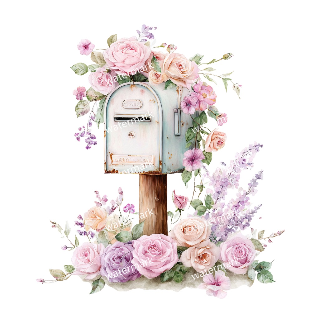 【商用利用可】ポスト(郵便受け)水彩クリップアート19点セット|高解像度・透過PNG|印刷OK・コラージュ・ジャンクジャーナル素材|即ダウンロード