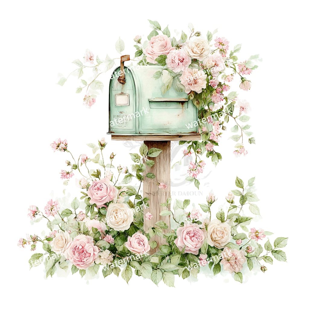 【商用利用可】ポスト(郵便受け)水彩クリップアート19点セット|高解像度・透過PNG|印刷OK・コラージュ・ジャンクジャーナル素材|即ダウンロード