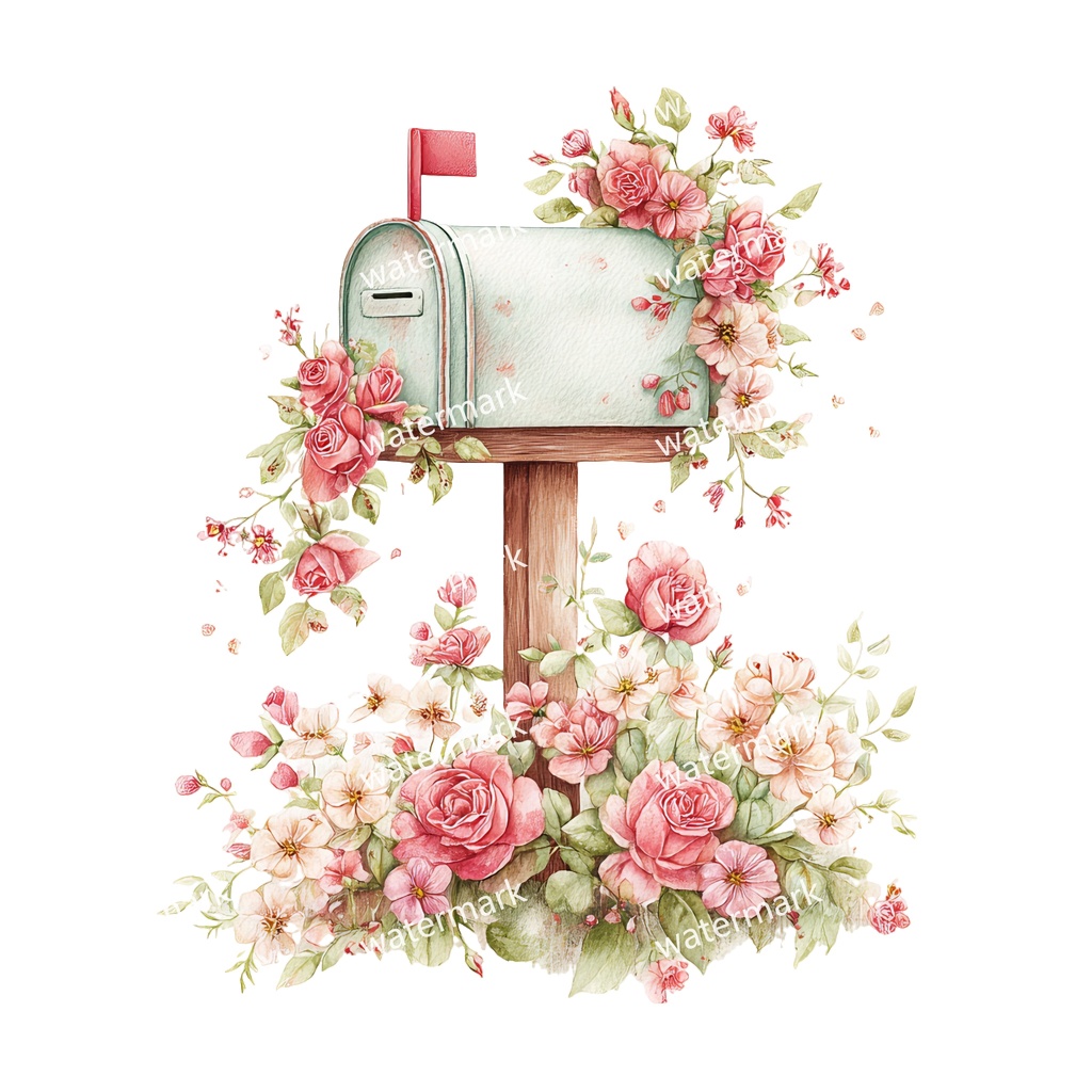 【商用利用可】ポスト(郵便受け)水彩クリップアート19点セット|高解像度・透過PNG|印刷OK・コラージュ・ジャンクジャーナル素材|即ダウンロード