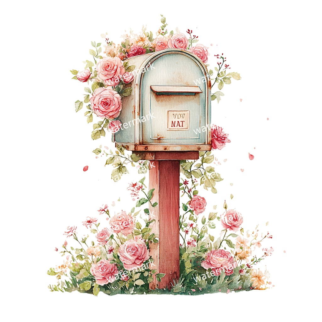 【商用利用可】ポスト(郵便受け)水彩クリップアート19点セット|高解像度・透過PNG|印刷OK・コラージュ・ジャンクジャーナル素材|即ダウンロード