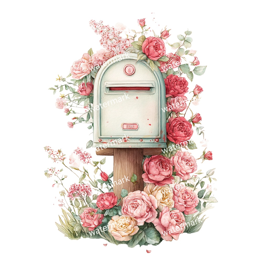 【商用利用可】ポスト(郵便受け)水彩クリップアート19点セット|高解像度・透過PNG|印刷OK・コラージュ・ジャンクジャーナル素材|即ダウンロード