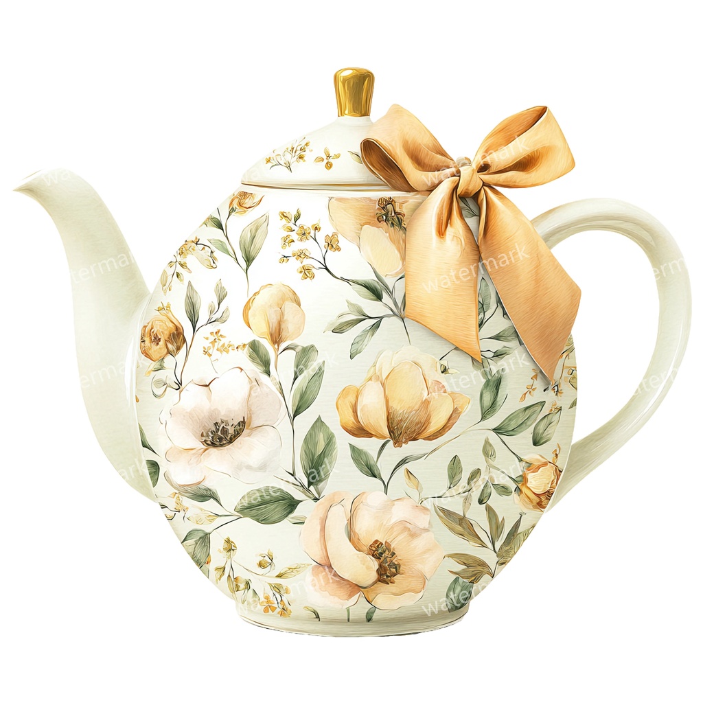 【商用利用可】ティーポット水彩クリップアート20点セット|高解像度・透過PNG|印刷OK・コラージュ・ジャンクジャーナル素材|即ダウンロード