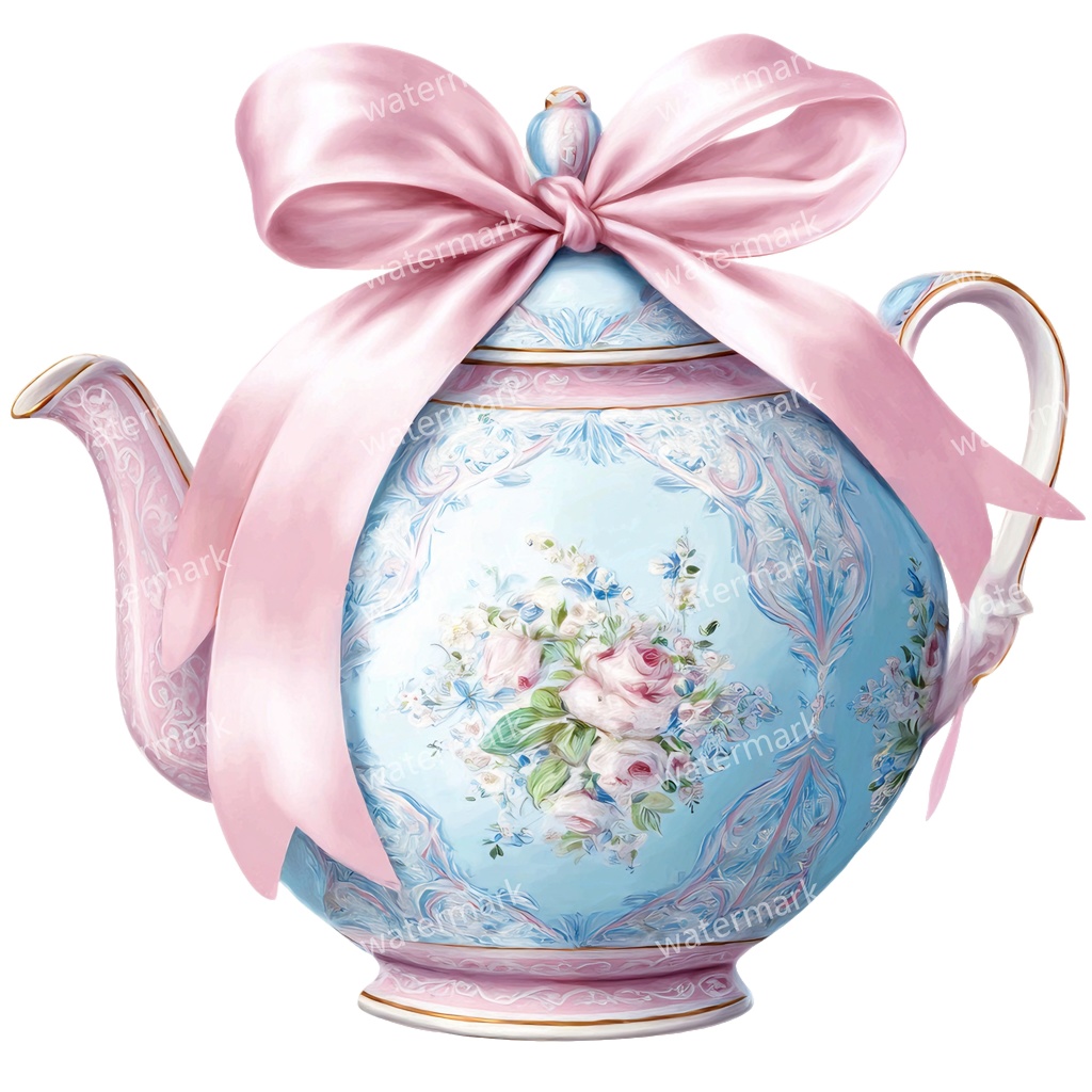 【商用利用可】ティーポット水彩クリップアート20点セット|高解像度・透過PNG|印刷OK・コラージュ・ジャンクジャーナル素材|即ダウンロード