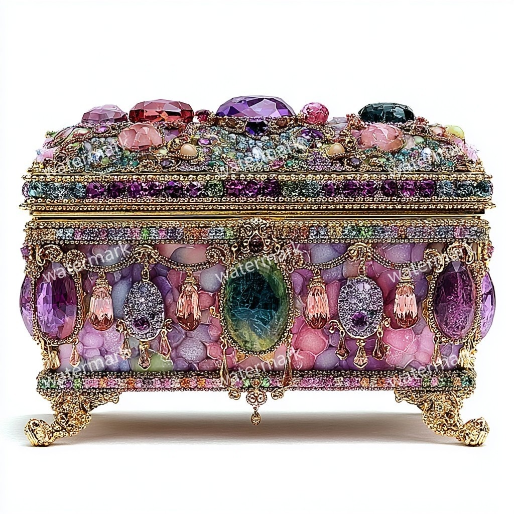 【商用利用可】ジュエリーボックス(水彩宝石箱)クリップアート19点セット|高解像度・透過PNG|印刷OK・コラージュ・ジャンクジャーナル素材|即ダウンロード