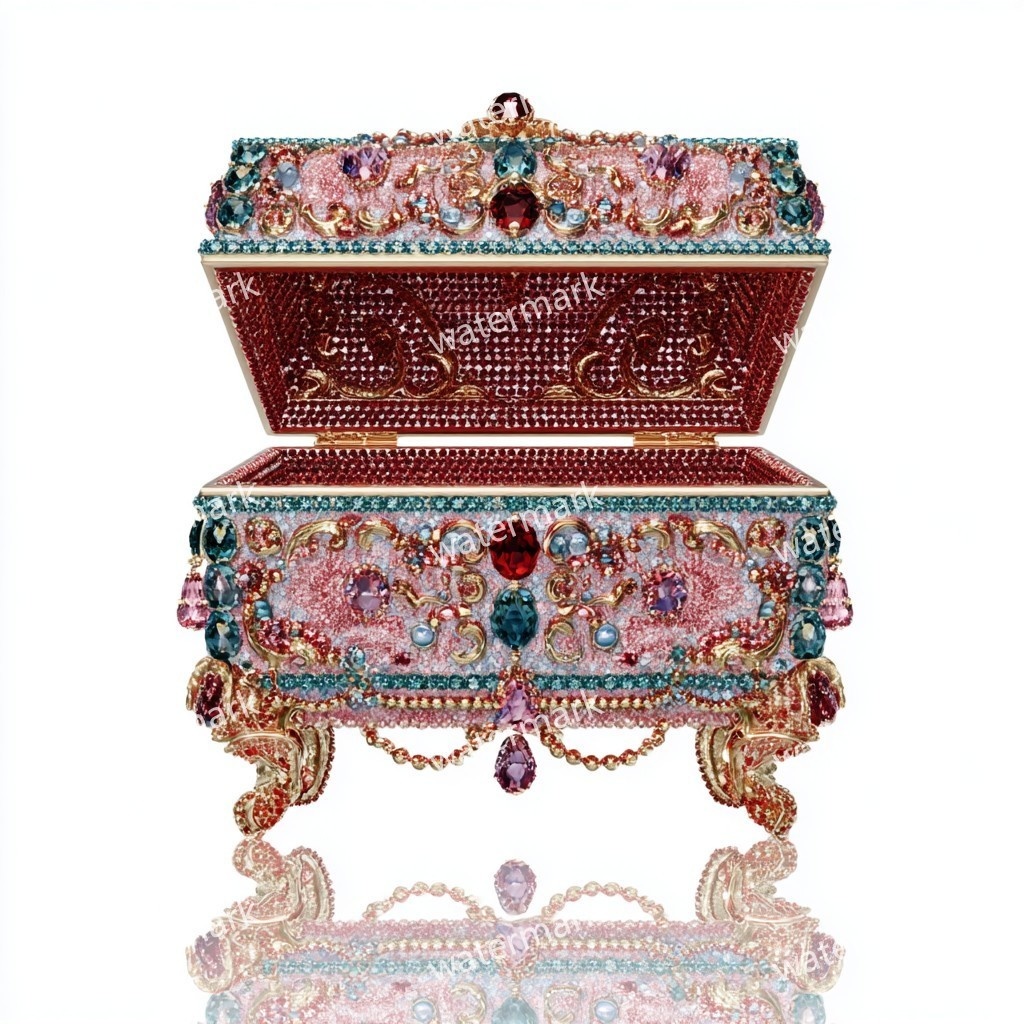 【商用利用可】ジュエリーボックス（水彩宝石箱）クリップアート19点セット｜高解像度・透過PNG｜印刷OK・コラージュ・ジャンクジャーナル素材｜即ダウンロード