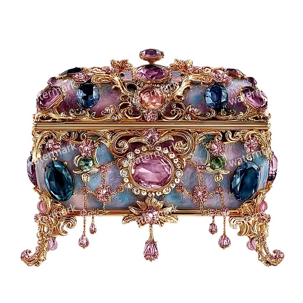 【商用利用可】ジュエリーボックス(水彩宝石箱)クリップアート19点セット|高解像度・透過PNG|印刷OK・コラージュ・ジャンクジャーナル素材|即ダウンロード