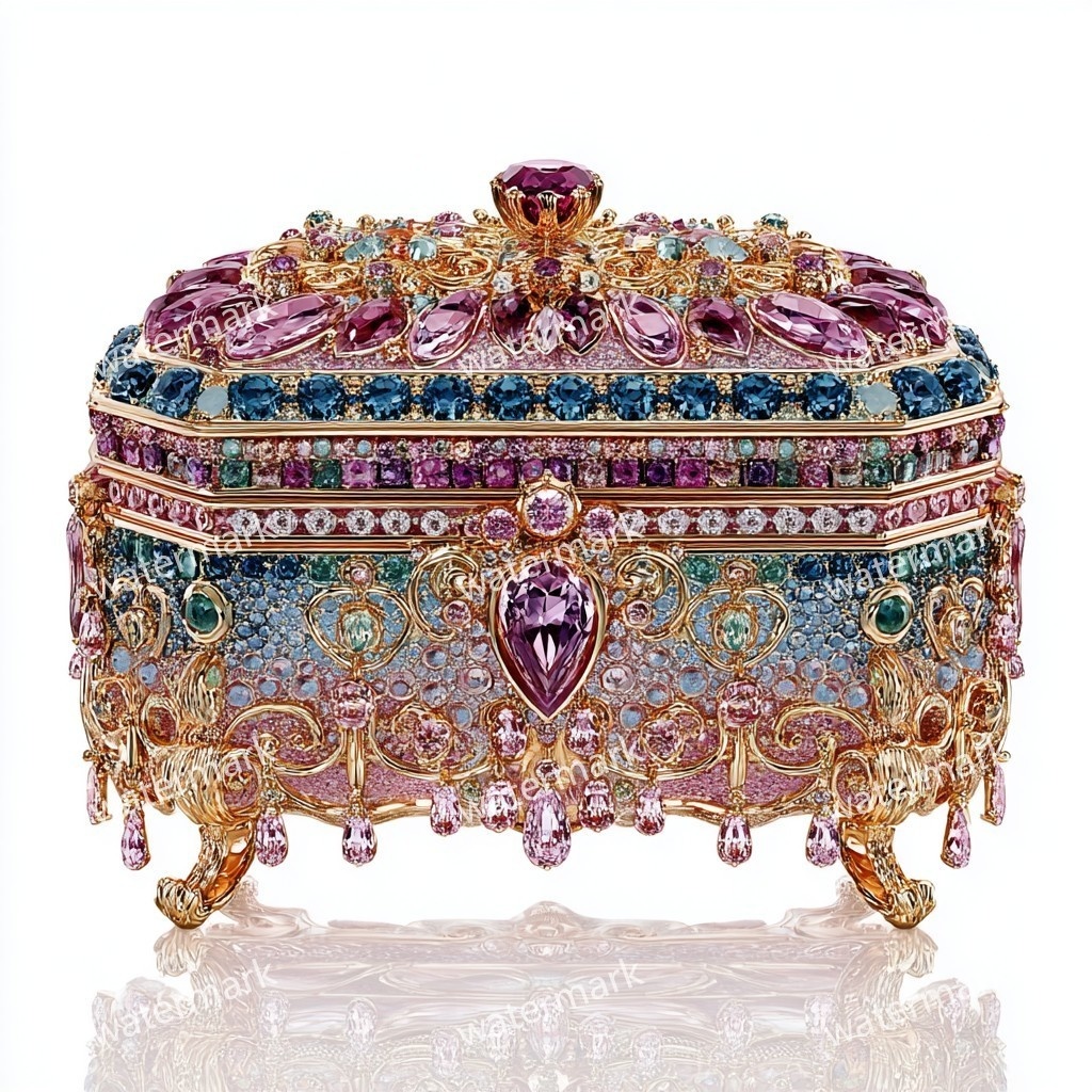 【商用利用可】ジュエリーボックス(水彩宝石箱)クリップアート19点セット|高解像度・透過PNG|印刷OK・コラージュ・ジャンクジャーナル素材|即ダウンロード