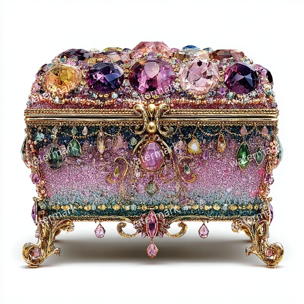 【商用利用可】ジュエリーボックス(水彩宝石箱)クリップアート19点セット|高解像度・透過PNG|印刷OK・コラージュ・ジャンクジャーナル素材|即ダウンロード