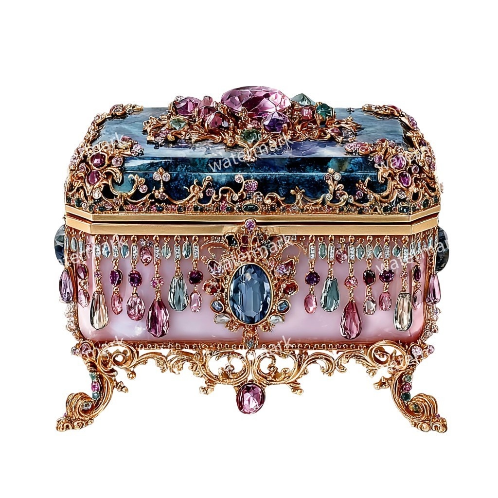 【商用利用可】ジュエリーボックス(水彩宝石箱)クリップアート19点セット|高解像度・透過PNG|印刷OK・コラージュ・ジャンクジャーナル素材|即ダウンロード