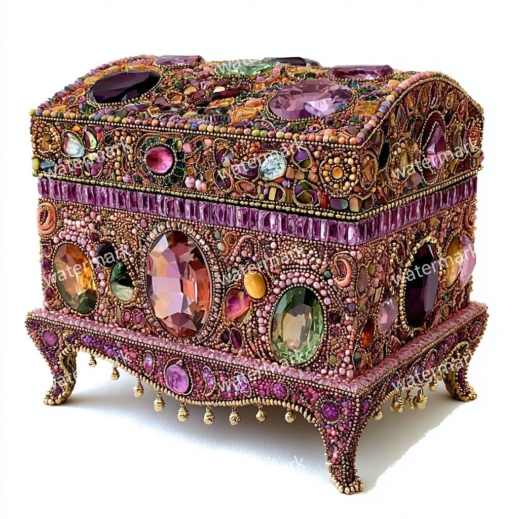 【商用利用可】ジュエリーボックス(水彩宝石箱)クリップアート19点セット|高解像度・透過PNG|印刷OK・コラージュ・ジャンクジャーナル素材|即ダウンロード