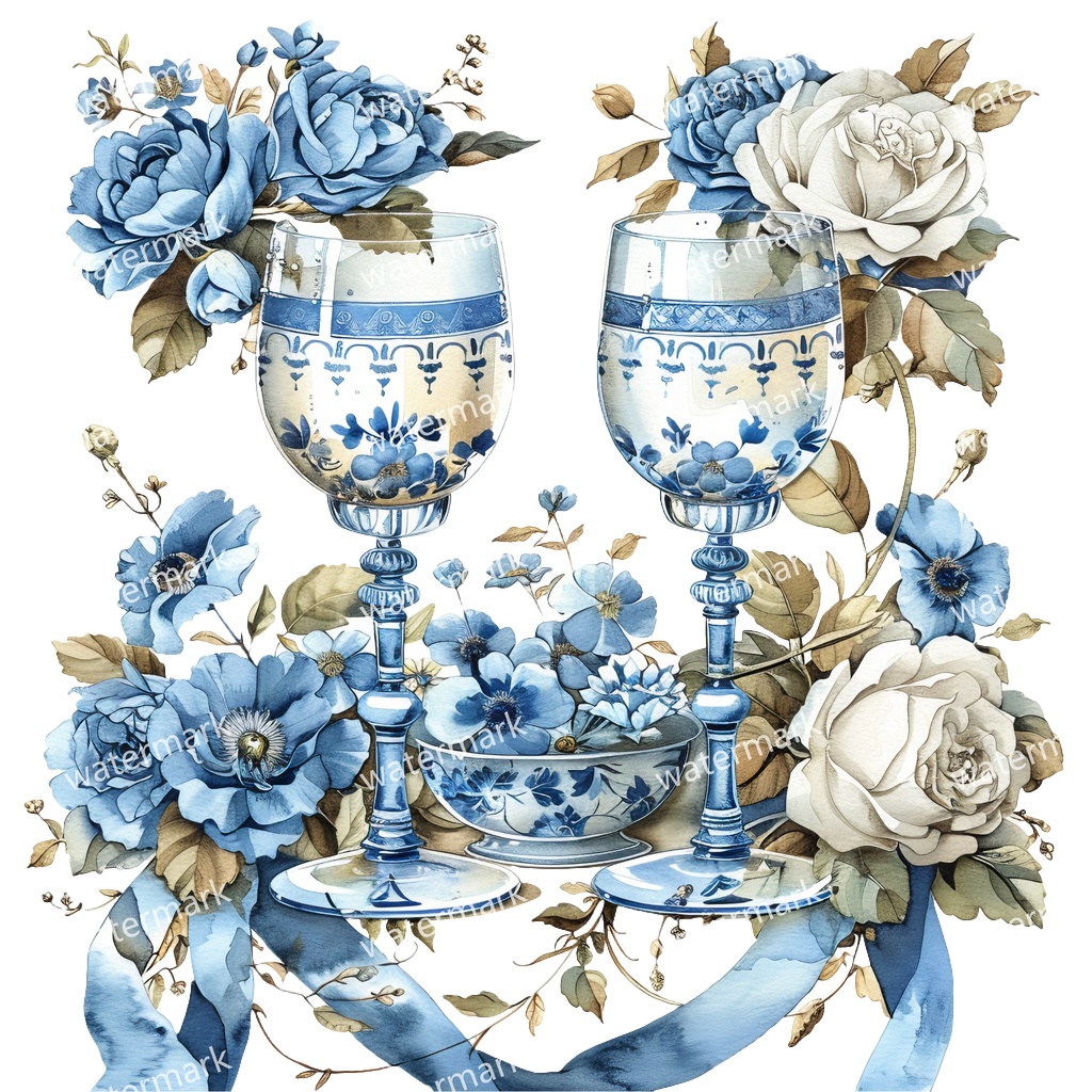 【商用利用可】ウェディング水彩クリップアート20点セット|高解像度・透過PNG|結婚式DIY・コラージュ・ジャンクジャーナル素材|即ダウンロード