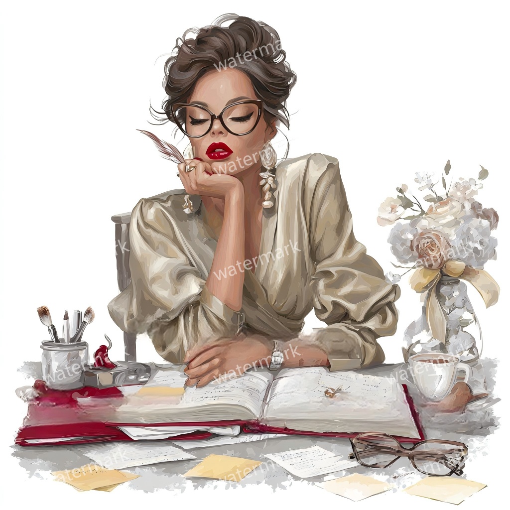 【商用利用可】働く女性(水彩ワーキングガール)クリップアート19点セット|高解像度JPG|印刷OK・コラージュ・ジャンクジャーナル素材|即ダウンロード